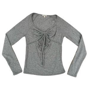 Earthbound Gray Cutout Long Sleeve Top Women's Size Large